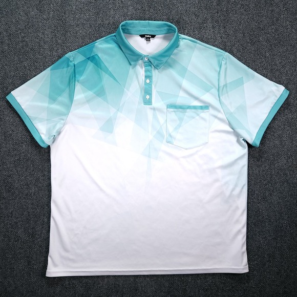 ouku Other - Ouku Polo Shirt Mens 3XL White Green Geometric Short Sleeve Golf Performance